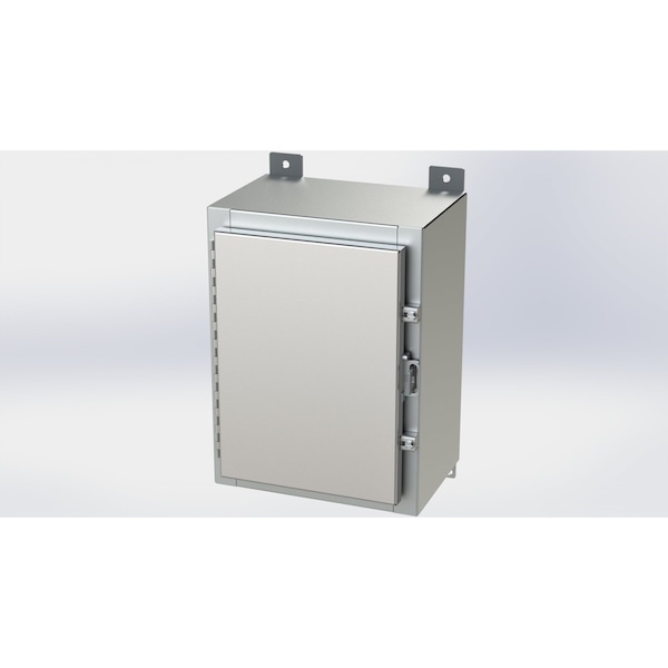 Padlockable Hasp Electrical Enclosures, 16 in H, 8 in D, 12 in W, NEMA 4X, 304 Stainless Steel